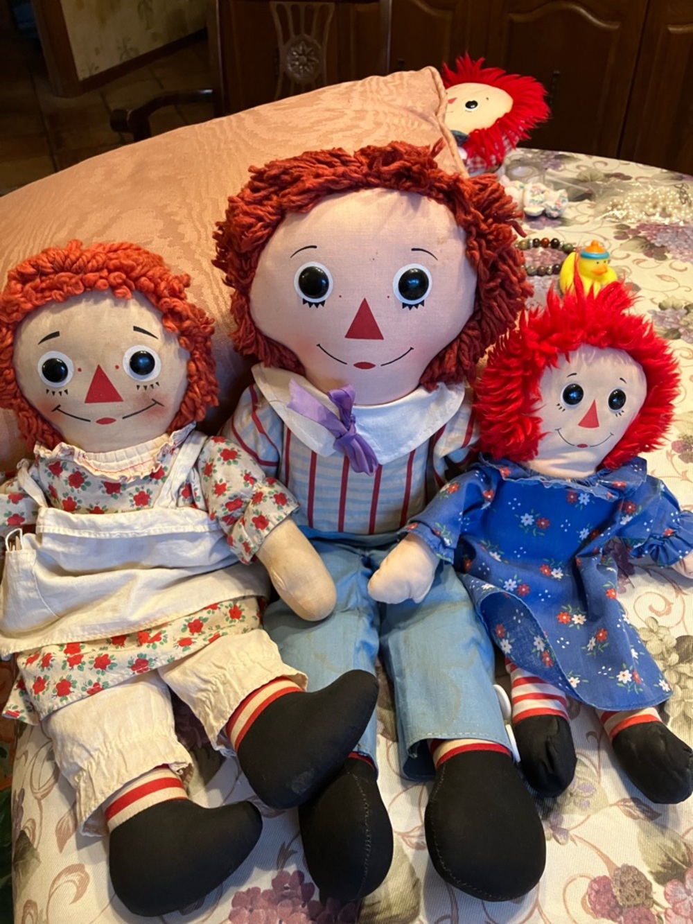 THREE RAGGEDY ANN AND ANDY DOLLS VINTAGE - Picture 13 of 13